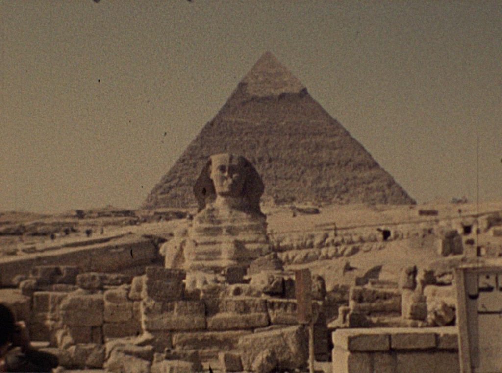 Great pyramid and Sphinx taken from a single frame of 8mm film