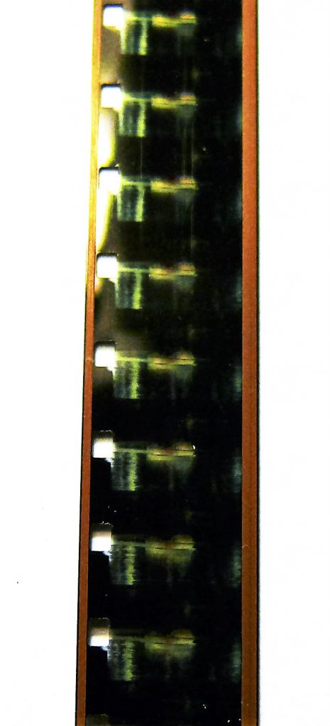 Super 8 film strip with magentic sound track on both edges