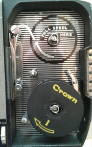 Regular 8 film camera film compartment